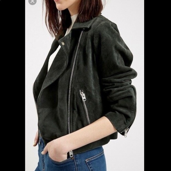 TOPSHOP FOREST GREEN SUEDE CADDY JACKET - Picture 2 of 7